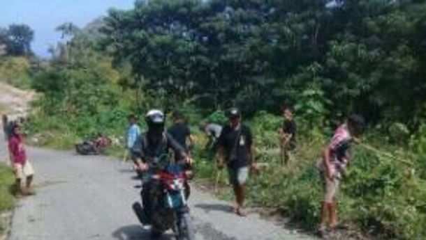 Diabaikan Pemprov NTT, Tunas Muda Lipoly Bersihkan Rumput di Ruas Jalan Nuabosi-Woloare