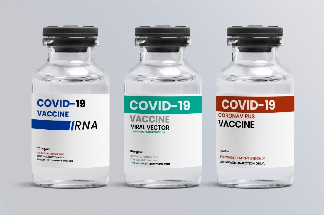 Ilustrasi beberapa produk vaksin Covid-19 yang berbeda.