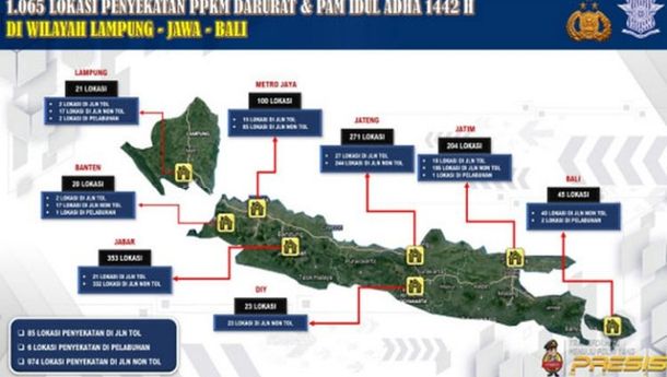 Antisipasi Libur Idul Adha,  Ada 1.065 Titik Penyekatan Disiapkan dari Lampung sampai Bali