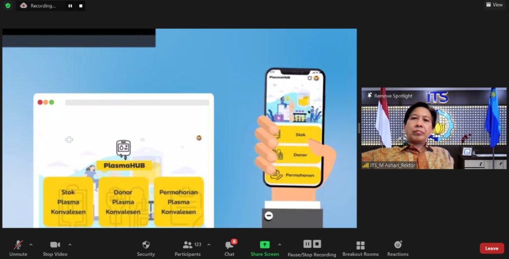 Berbagai fitur yang disediakan dalam PlasmaHub ITS dijelaskan dalam video oleh Tim Teknis Kesiagaan Penanganan Covid-19 ITS