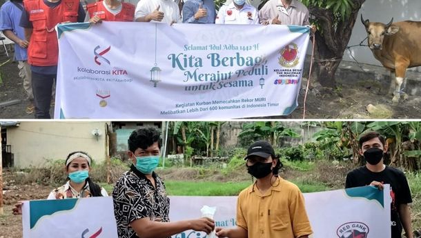 Kolaborasi Komunitas Super Friends Makassar Bagikan Ratusan Paket Daging Kurban