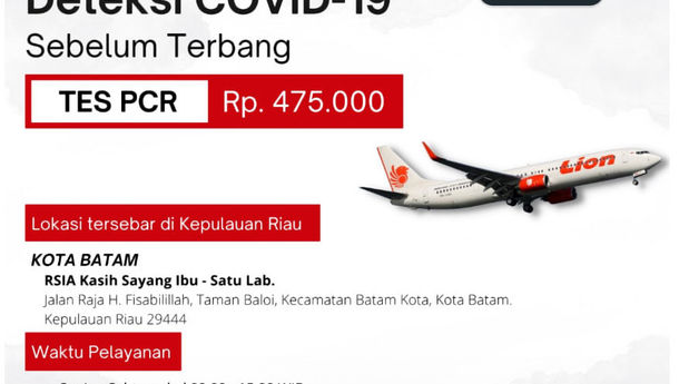 Terbang bersama Lion Air, PCR  Bertarif Cuma  Rp475 Ribu