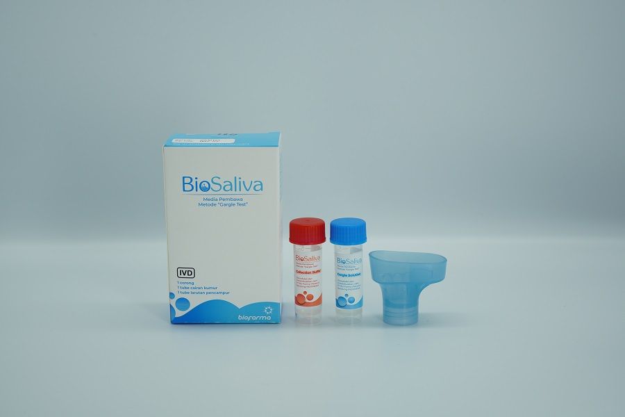 <p>PT Bio Farma (Persero) dan dan perusahaan rintisan bioteknologi Nusantics meluncurkan Bio Saliva, alat uji untuk mendeteksi COVID-19 dengan metoda kumur (gargling). / Dok. Bio Farma</p>
