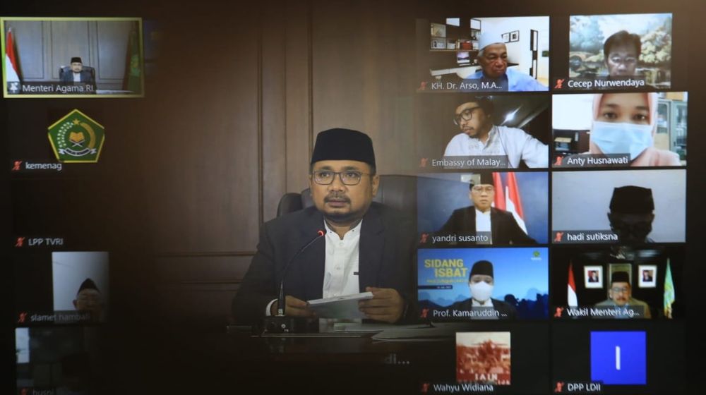 <p>Menteri Agama Yaqut Cholil Qoumas dalam Sidang Isbat Penetapan Awal Zulhijjah 1442 H. Foto: Humas Kemenag</p>
