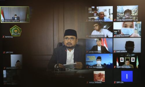<p>Menteri Agama Yaqut Cholil Qoumas dalam Sidang Isbat Penetapan Awal Zulhijjah 1442 H. Foto: Humas Kemenag</p>
