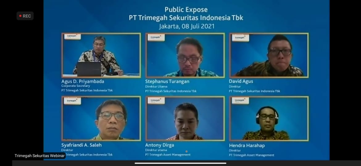 <p>Tangkapan layar paparan publik virtual PT Trimegah Sekuritas Indonesia Tbk (TRIM), Kamis, 8 Juli 2021 / Dok. Drean Muhyil Ihsan</p>

