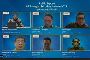 <p>Tangkapan layar paparan publik virtual PT Trimegah Sekuritas Indonesia Tbk (TRIM), Kamis, 8 Juli 2021 / Dok. Drean Muhyil Ihsan</p>
