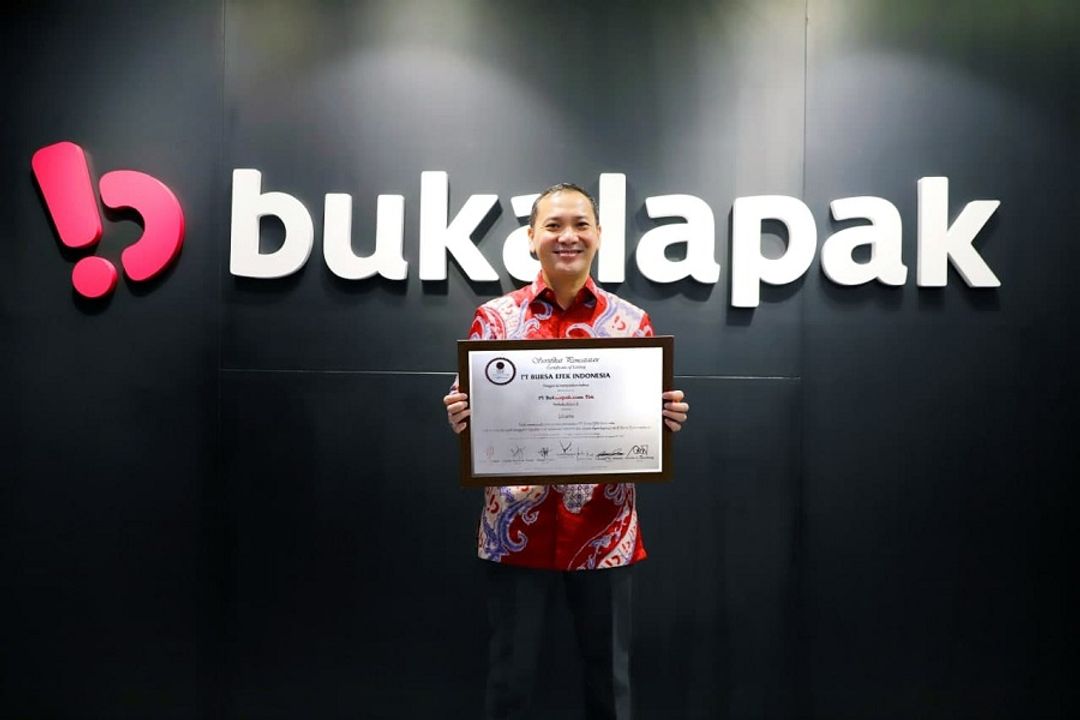 Direktur Utama PT Bukalapak.com Tbk Rachmat Kaimuddin saat e-commerce unicorn Bukalapak resmi IPO di pasar modal / Dok. Bukalapak