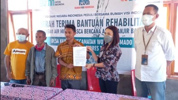 Sinergi Rumah Visi Indonesia dan Bank BNI Serahkan Bantuan Jaringan Pipa Air Bersih di Desa Kawela, Kecamatan Wotan Ulumado