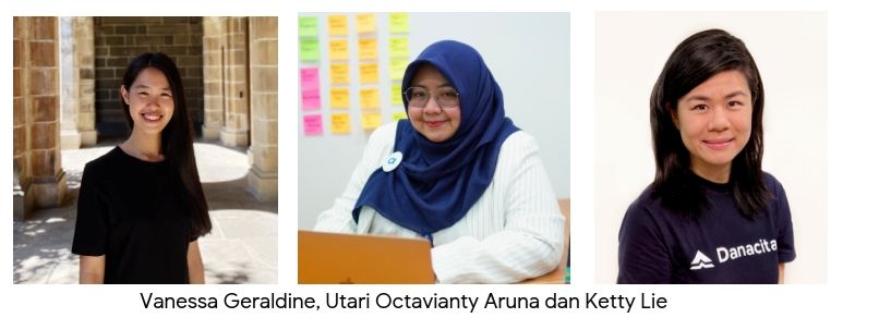 Vanessa Geraldine dari PRIEDS Technology, Utari Octavianty dari Aruna, dan Ketty Lie dari ErudiFi terpilih mengikuti Google for Startups Women Founders Academy
