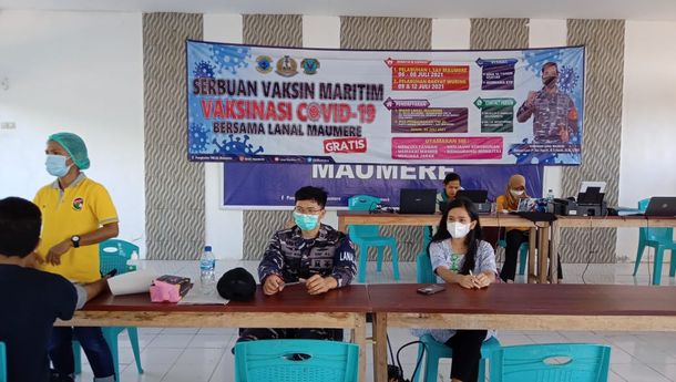 Cegah Pertumbuhan Covid-19 di Wilayah Kerjanya, Lanal Maumere Gelar Serbuan Vaksinasi Tahap 2