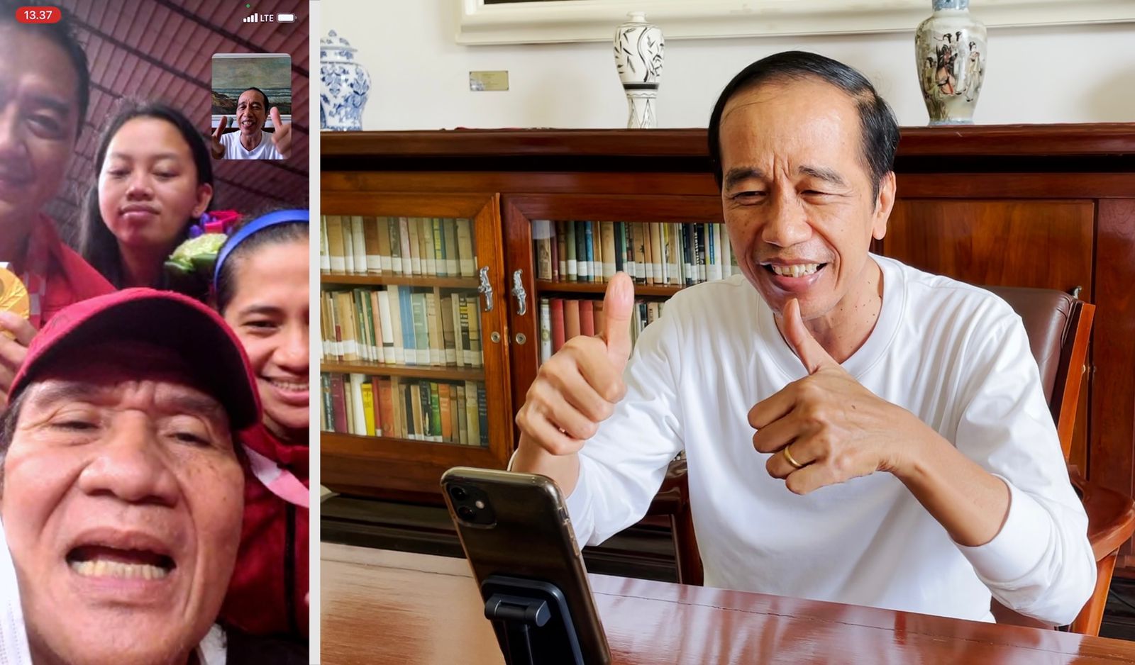 Presiden Jokowi saat melakukan panggilan video dengan para atlet dan Ketua National Paralympic Committee (NPC) Indonesia.