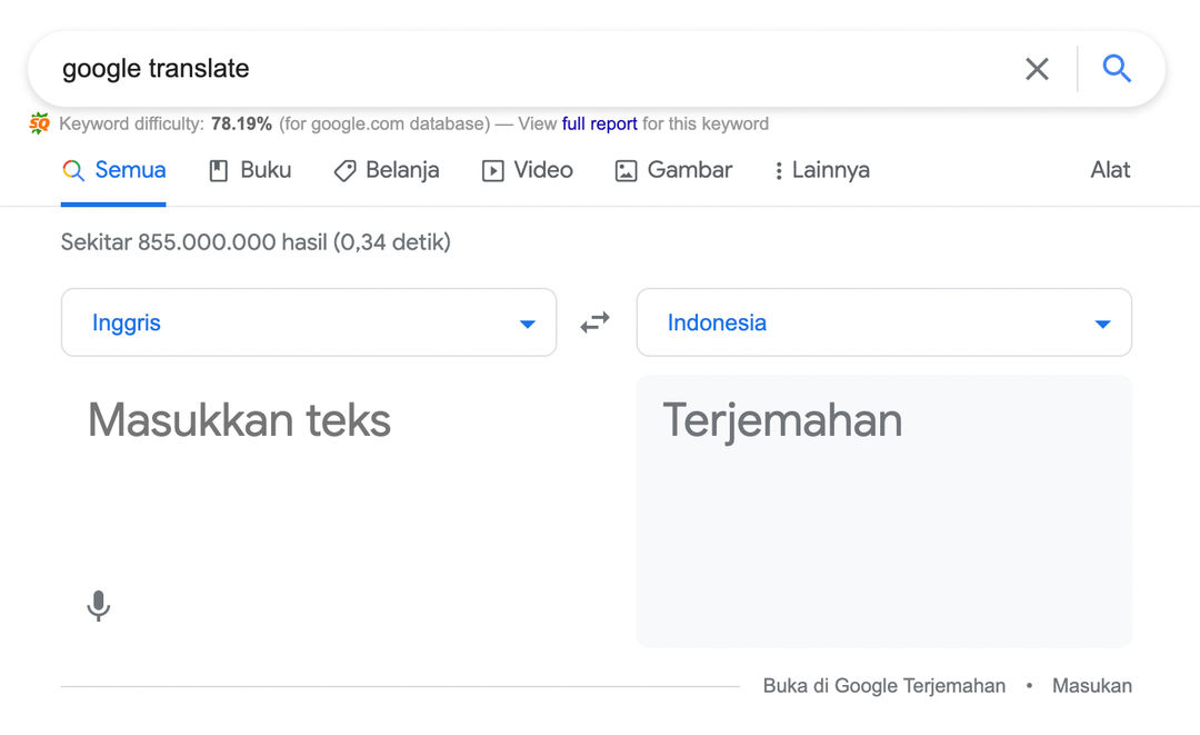 Penampakan Google Translate melalui layar monitor laptop