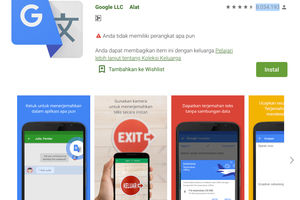 Penampakan Aplikasi Android Google Translate 