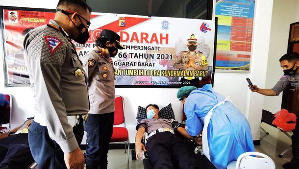 Sambut Hari Lalu Lintas Bhayangkara Ke-66, Satlantas Polres Mabar Gelar Aksi Donor Darah