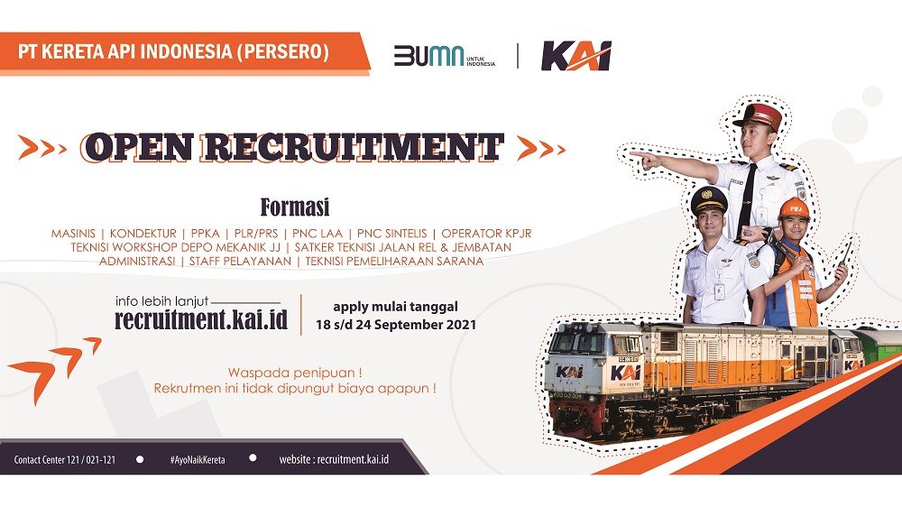 Buruan Daftar, Pendaftaran Rekrutmen PT Kereta Api Indonesia (Persero) Berakhir 24 September 2021