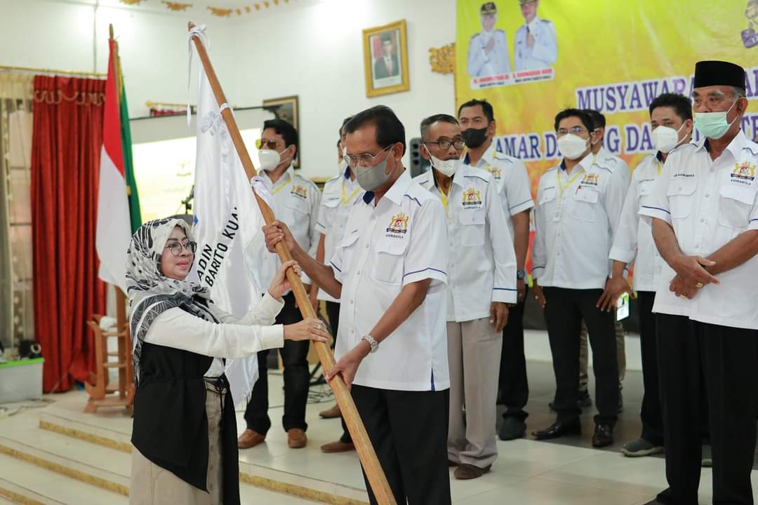 H Rusli kembali memimpin Kadin Batola periode 2021-2026 dalam Musyawarah Kabupaten (Muskab) VII Tahun 2021, Rabu (22/09/2021).