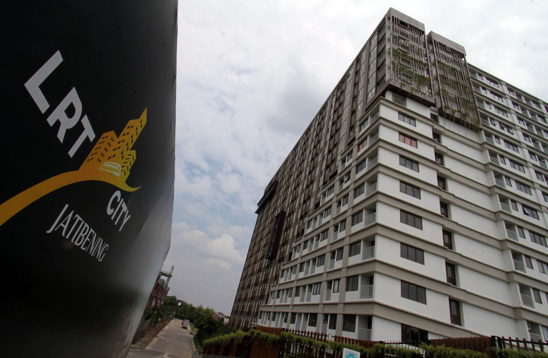 Tampak Tower Accordion yang sudah siap huni, salah satu dari 5 tower LRT City Jatibening, saat kunjungan media di Bekasi, Kamis 23 September 2021. Foto : Panji Asmoro/TrenAsia