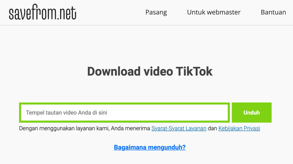 Download video TikTok pakai Savefrom