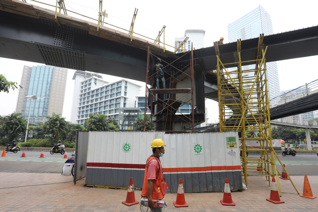 Pembangunan Jembatan Kretek 2 menggunakan teknologi LRB untuk mengurangi potensi gempa dan bisa bertahan selama 100 tahun. Foto: Ismail Pohan/TrenAsia