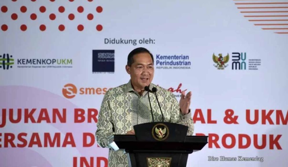 Menteri Perdagangan Muhammad Lutfi saat peluncuran  Inaproduct.com di Gedung Smesco Kamis 28 Oktober 2021.