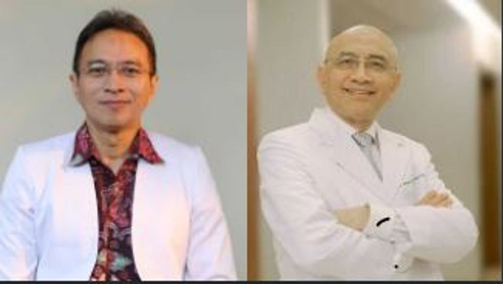 Ketua IDAI dr. Piprim Basarah Yanuarso, Sp.A (K) (kiri) dan  Prof. Dr. dr. Aman Bhakti Pulungan, Sp.A, (K), FAAP, FRCPI (Hon) (kanan).