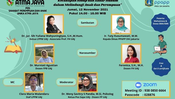 Jumat Besok Ada Webinar Kecakapan Hidup dan Sadar Hukum dalam Melindungi Anak dan Perempuan