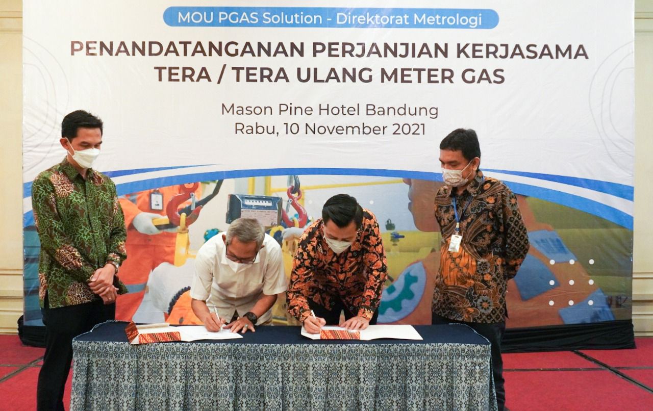 Penandatanganan Perjanjian Kerja Sama antara PT PGAS Solution Direktorat Metrologi Kementerian Perdagangan, Rabu, 10 November 2021.
