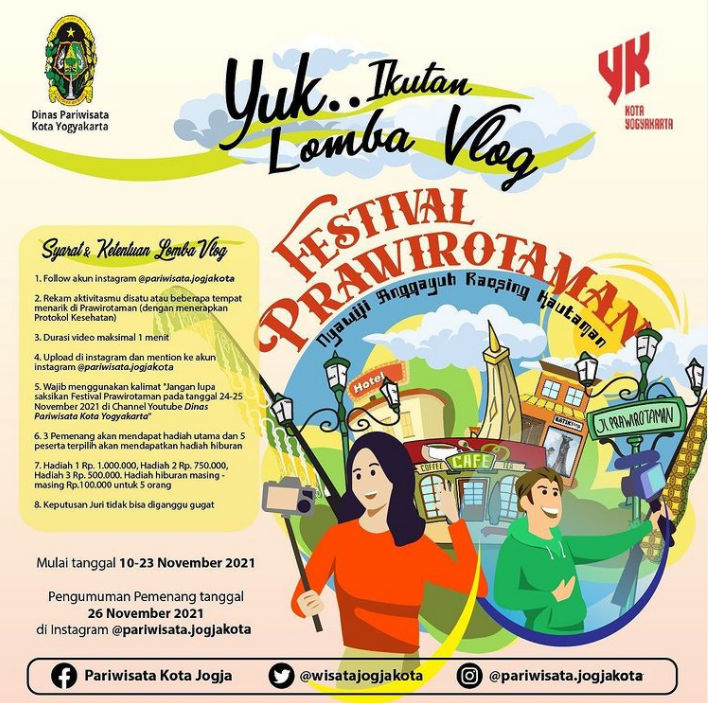 Dinas Pariwisata Kota Yogyakarta menggelar lomba vlog Festival Prawirotaman.
