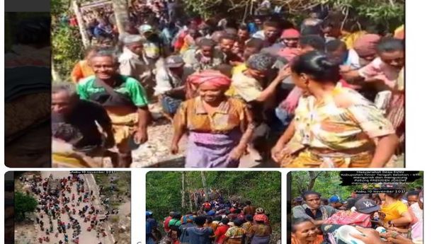 Viral, Warga TTS Gotong Patung Presiden Jokowi ke Puncak Gunung Sunu