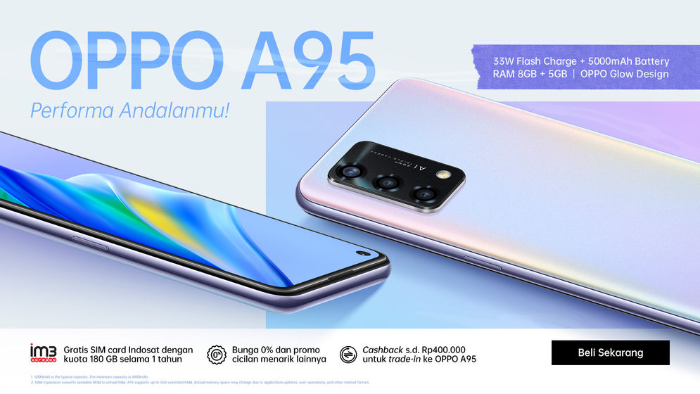 Berbagai penawaran menarik diberikan OPPO selama penjualan perdana perangkat A95 diantaranya tukar tambah dengan cashback hingga Rp400 ribu.