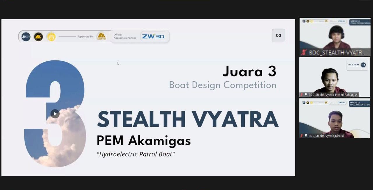 Mahasiswa PEM Akamigas Juara 3 Boat Design Competition MMENE UI 2021