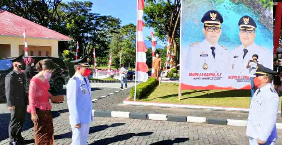 Bupati Minahasa Utara, Joune Ganda menjadi irup HUT Kabupaten Minahasa Utara. (Foto:Istimewa)