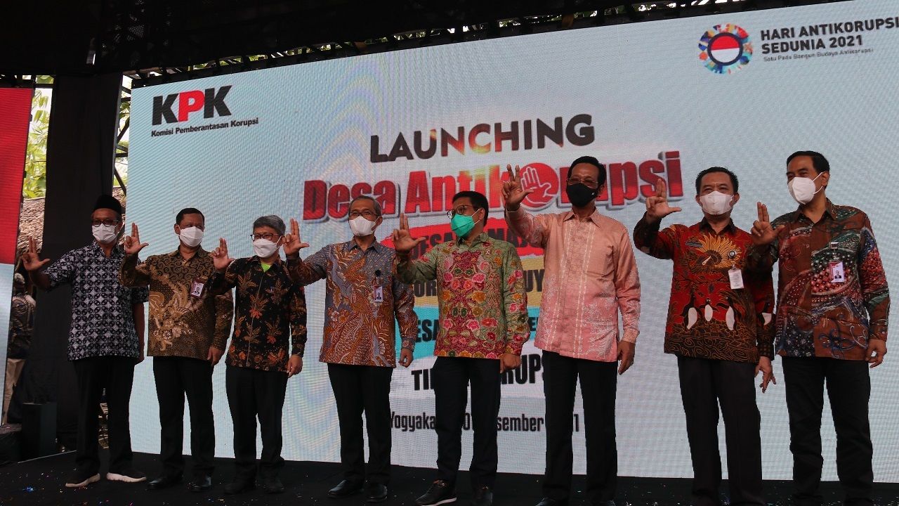 Suasana Peluncuran Desa Antikorupsi di Kampung Mataraman, Panggungharjo, Sewon, Bantul, DIY pada Rabu (1/12/2021).