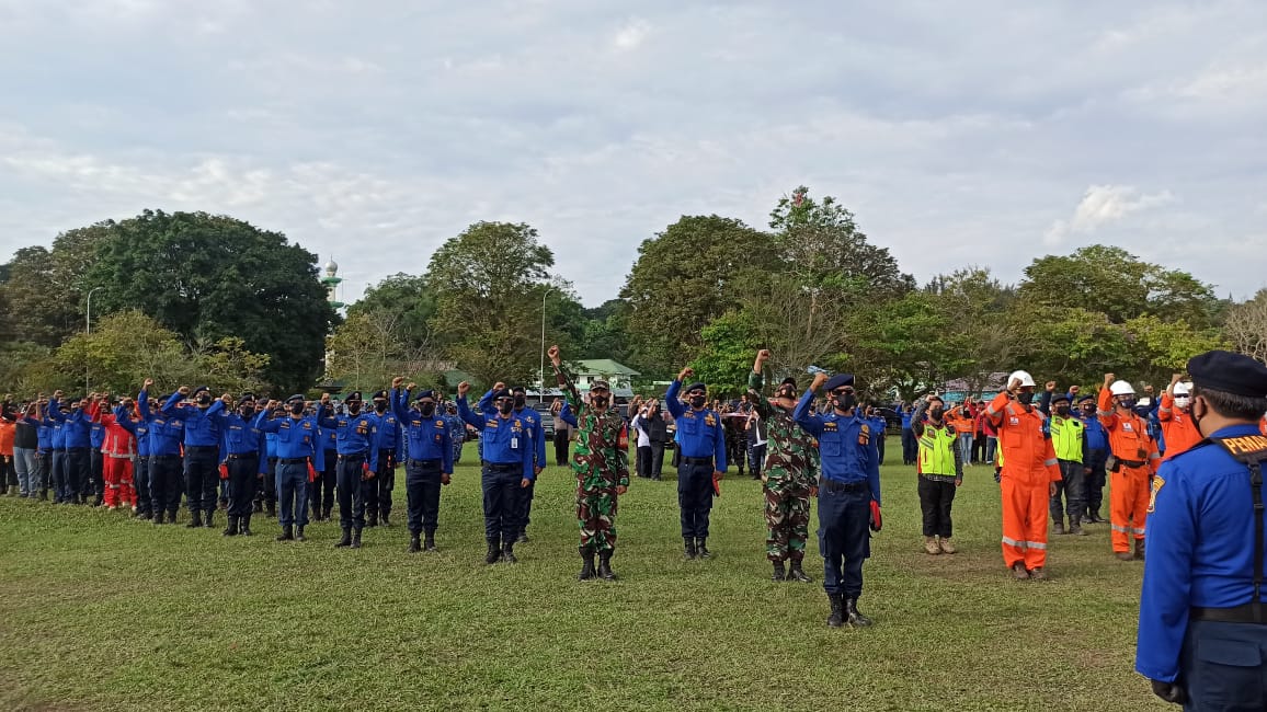 Apel Kesiapsiagaan Potensi Bencana Hidrometeorologi, di Lapangan Merdeka, Jumat sore (3/12/2021)