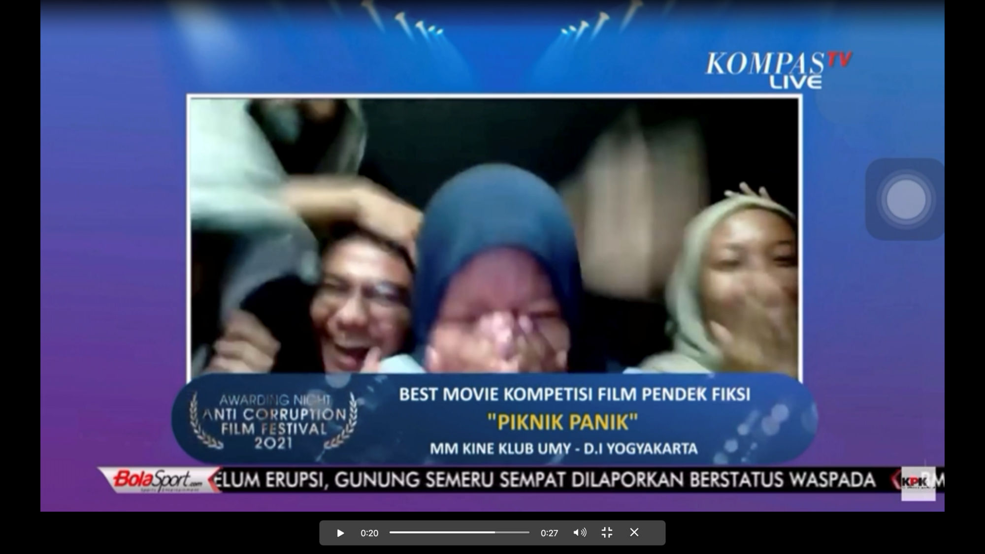 Piknik Panik Karya Mahasiswa UMY Juarai Festival Film Anti Korupsi 2021