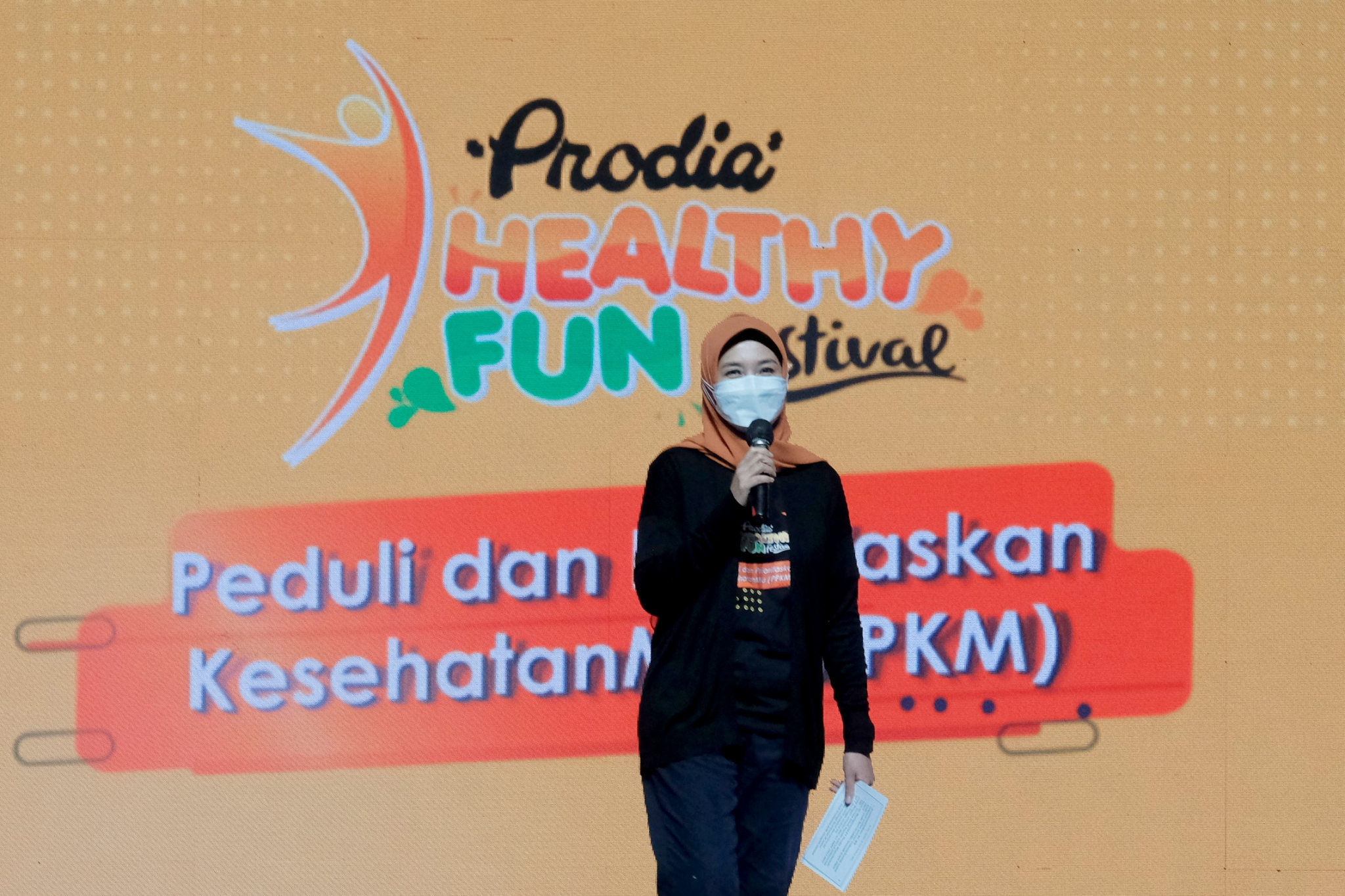 Business & Marketing Director PT Prodia Widyahusada Tbk Indriyanti Rafi Sukmawati memberikan sambutan saat acara Prodia Healthy Fun Festival di Jakarta. Foto: Istimewa
