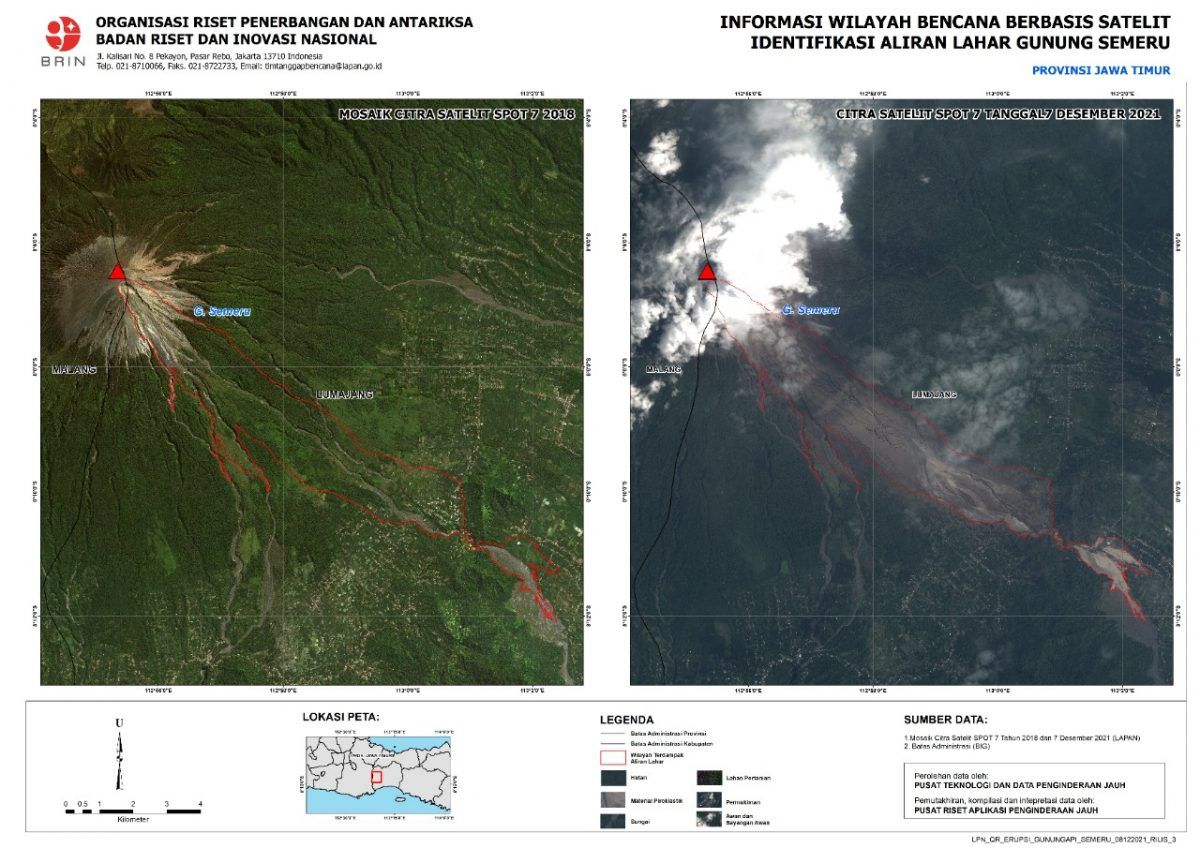 Citra Satelit Tunjukkan Lahan Terdampak Erupsi Semeru Capai 2.417 Hektare