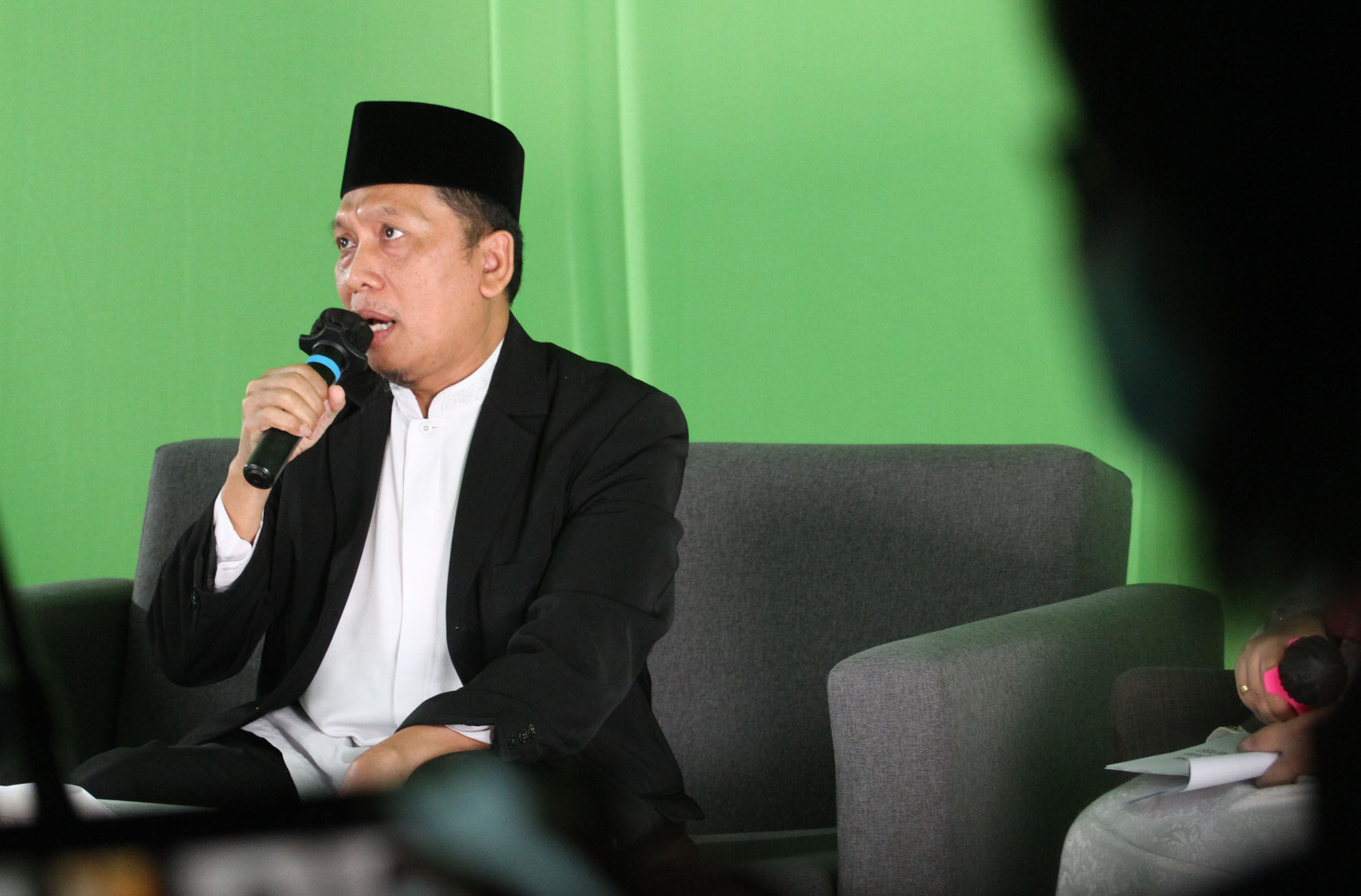 Ketua Dewan Pengawas Syariah HDI Dr. Muhammad Sofwan Jauhari, Lc. M. Ag  dalam acara Talk Show Merintis Bisnis Syariah Bersama HDI. Foto : Panji Asmoro/TrenAsia