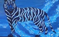 Original Animal Painting by Vaso Pik _ Abstract Expressionism Art on Canvas _ Blue Water Tiger, Symbol New year 2022, Acrylic pa.jpg