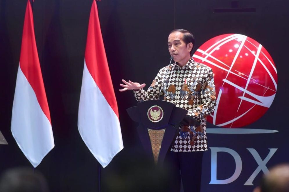 Presiden Jokowi saat meresmikan Pembukaan Perdagangan BEI 2022 