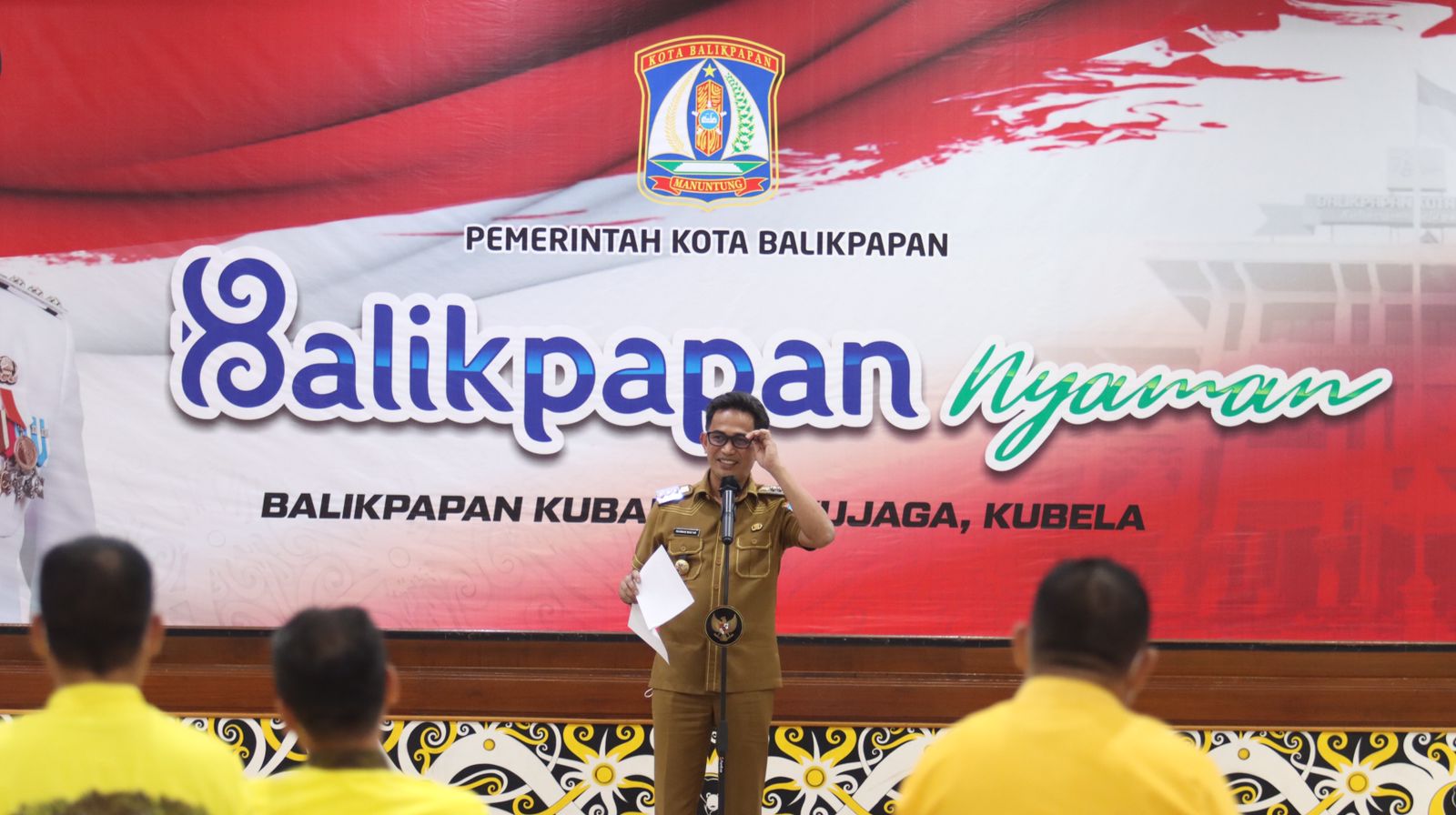 Wali Kota Balikpapan Rahmad Mas'ud saat memberikan sambutan kunjungan kerja dua Kabupaten ke Balikpapan, Selasa (11/1/2022)