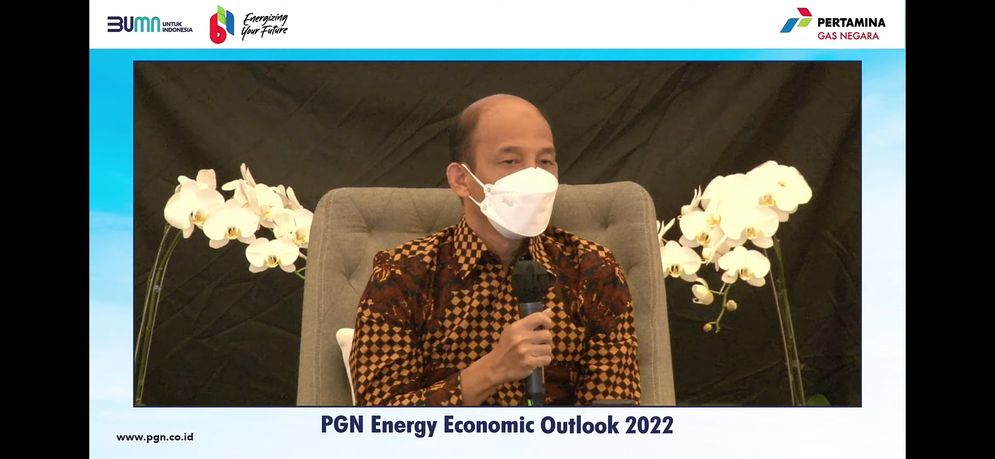 Komut PGN Arcandra Tahar dalam acara PGN Energy and Economic Outlook 2022 yang dipantau secara daring, Rabu (13/1/2022).