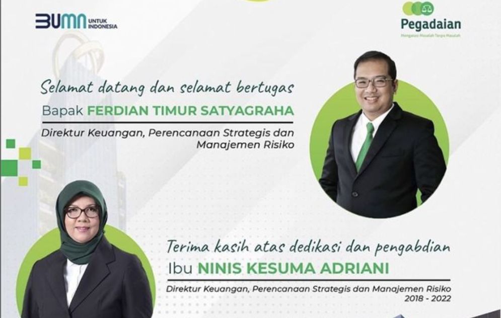 Ferdian Timur Satyagraha sebagai Direktur Direktur Keuangan, Perencanaan Strategis, dan Manajemen Risiko PT Pegadaian (Persero).