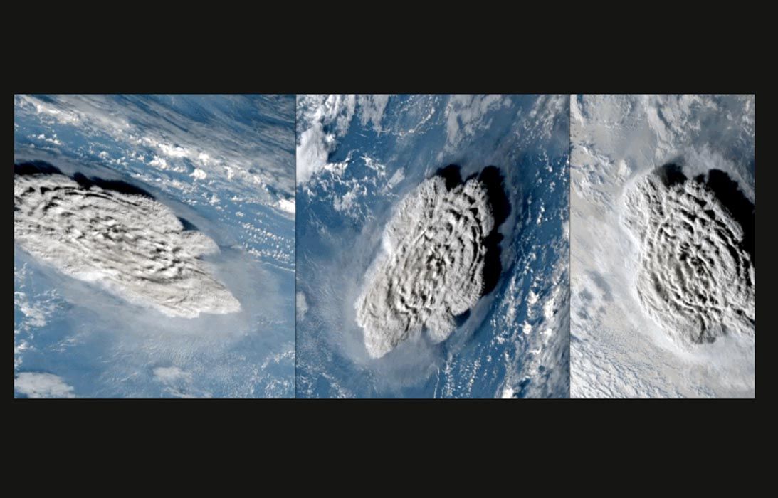 Letusan Gunung Tonga terekam oleh Satelit