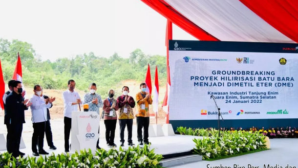 Tekan Impor LPG,  Jokowi Resmikan Pabrik Gasifikasi DME Batu Bara Senilai Rp30 Triliun
