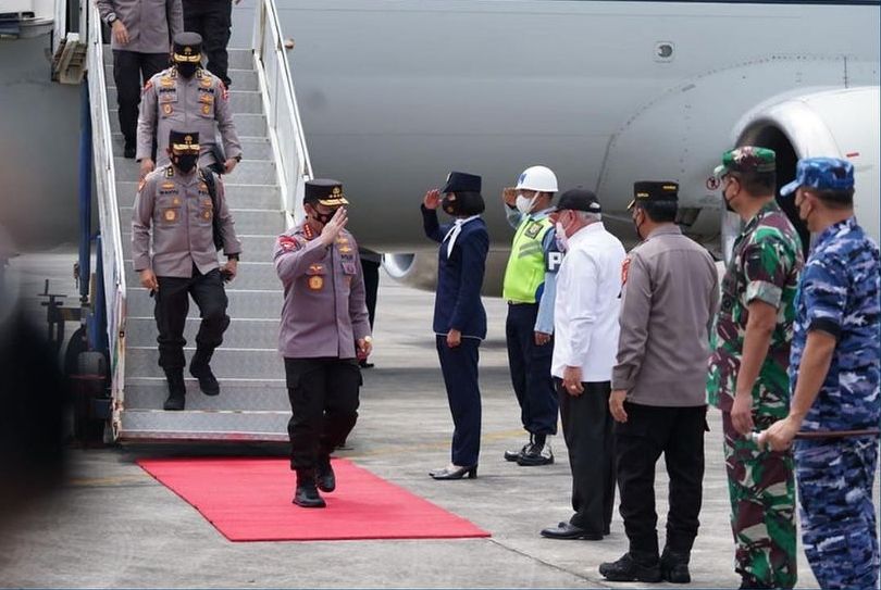 Kapolri Jenderal Pol Listyo Sigit Prabowo datang ke Kalimantan Timur untuk mengunjungi lokasi IKN Nusantara, Sabtu (29/1/2022)