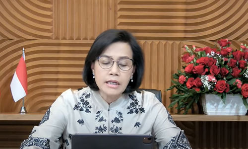Ketua KSSK Sri Mulyani Indrawati saat Konferensi Pers KSSK: Hasil Rapat Berkala KSSK I Tahun 2022. Sumber YouTube.com/Kemenkeu RI. 
