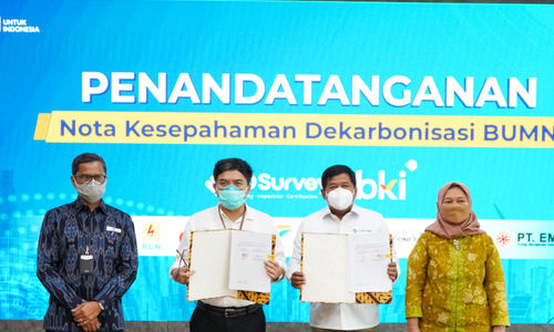 Penandatangan nota kesepahaman (MoU) antara BKI dengan sejumlah BUMN yakni PT Pertamina (Persero), PT Perusahaan Listrik Negara (Persero), Perum Perhutani, PT Semen Indonesia (Persero) Tbk (SMGR), PT Pupuk Indonesia (Persero), MIND ID, PT Perkebunan Nusantara (Persero), dan EMI yang dilaksanakan di Kantor Kementerian BUMN, Rabu, 2 Februari 2022.
