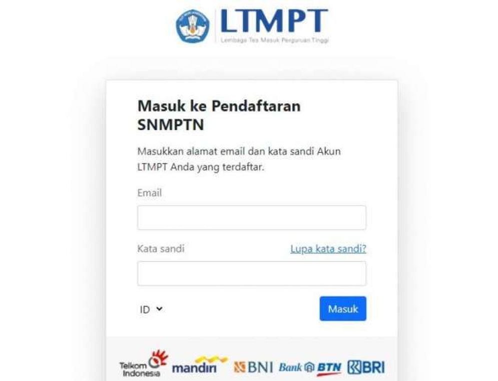 Halaman website Lembaga Tes Masuk Perguruan Tinggi (LTMPT).